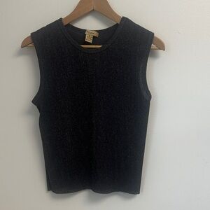 Elegant Black Sleeveless Shimmery Muscle Top